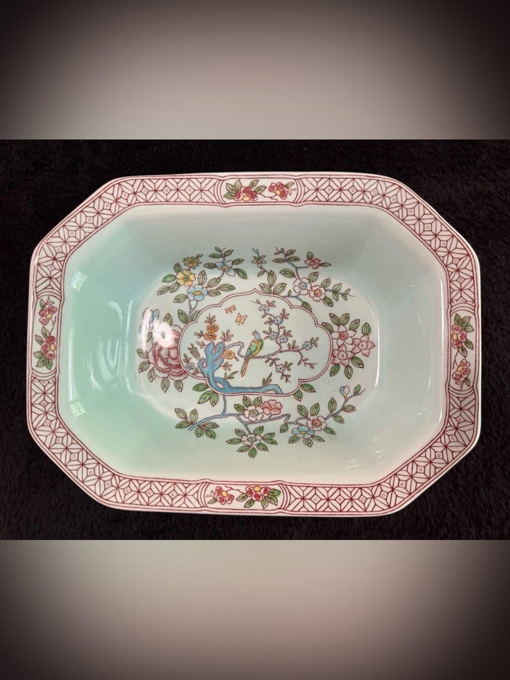 Vintage Adams Calyx Ware Singapore Bird Rectangular Vegetable Bowl/ Serving Dish